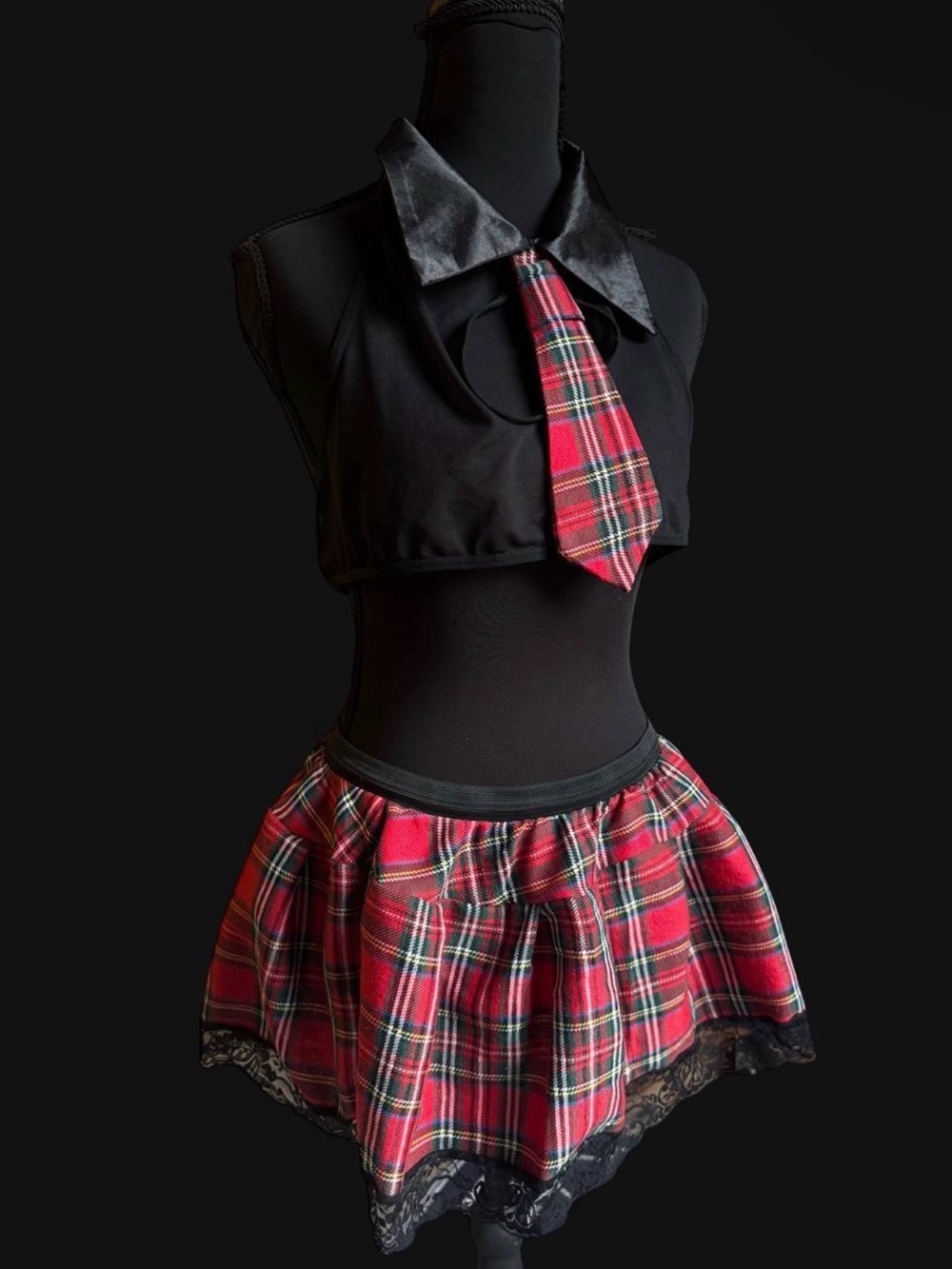 Plaid Red Mini Skirt + Top Women's Schoolgirl Style